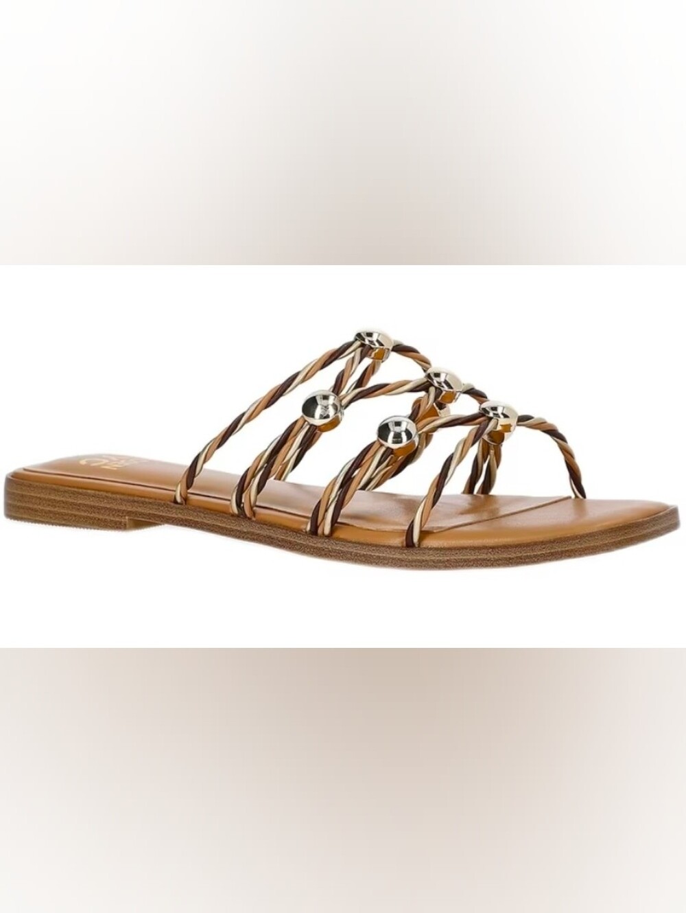 NWT Madden NYC Women's Brown Strappy Studded Slide Sandals Size 6